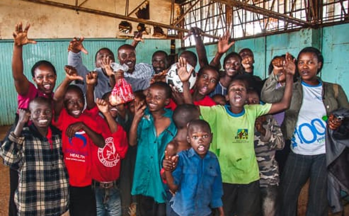 group of rescued homeless children at the rehab centre in Nairobi