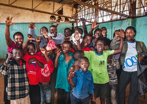 group of rescued homeless children at the rehab centre in Nairobi